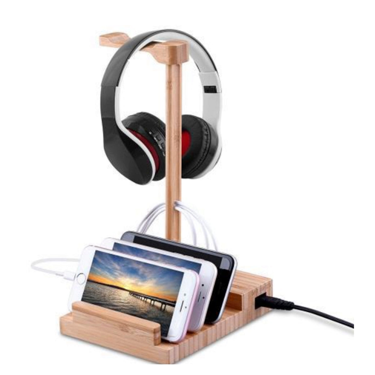2-In-1 Bamboo Wood Charging Station