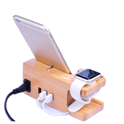 2-In-1 Bamboo Wood Charging Station