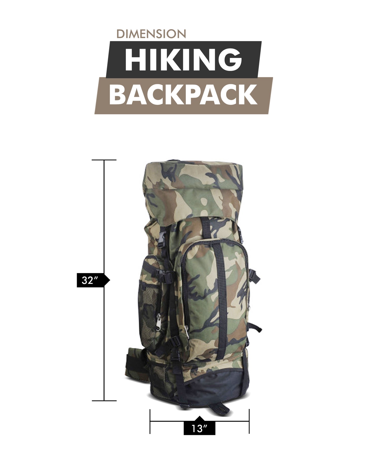 Camouflage Water-Resistant Mountaineer's Backpack