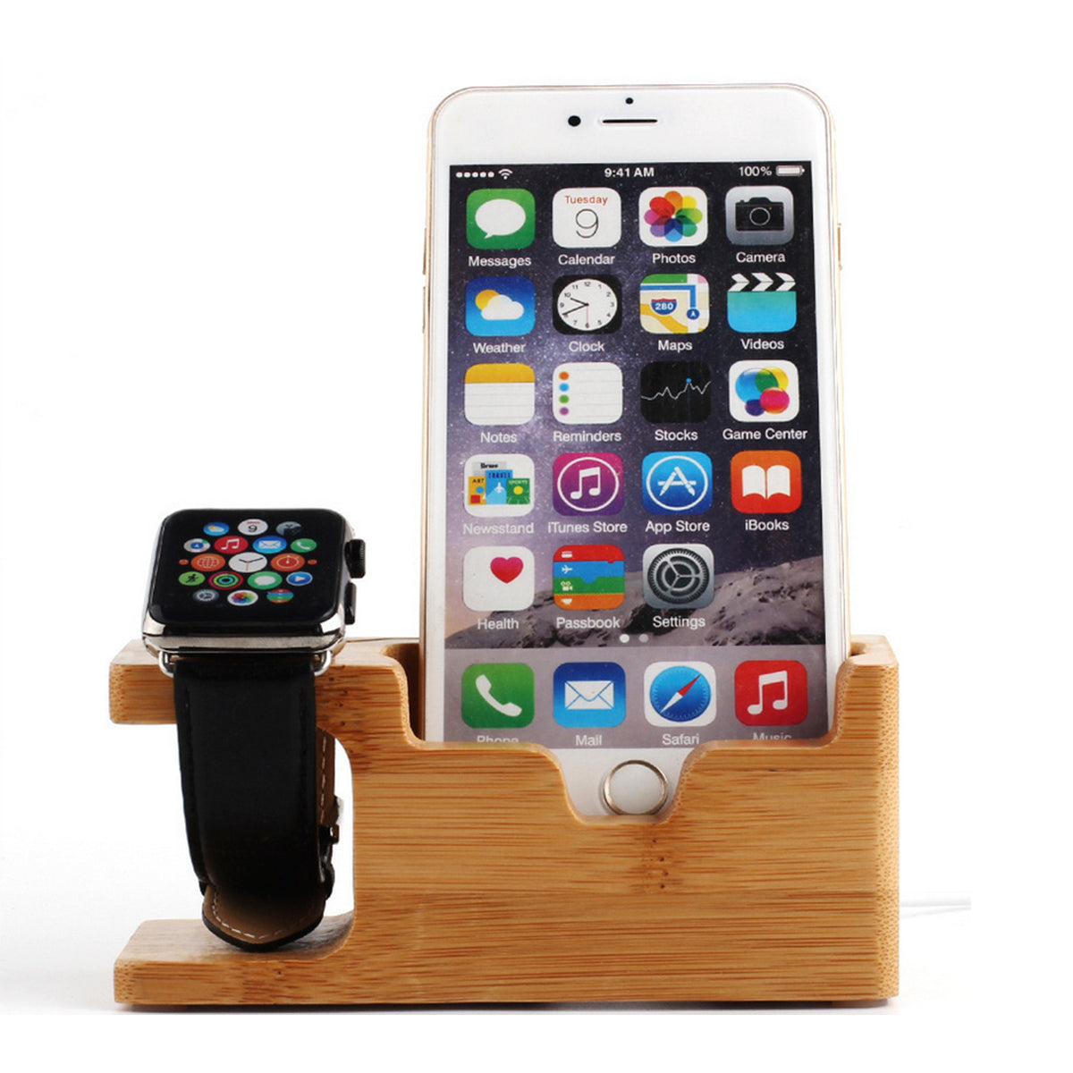 2-In-1 Bamboo Wood Charging Station